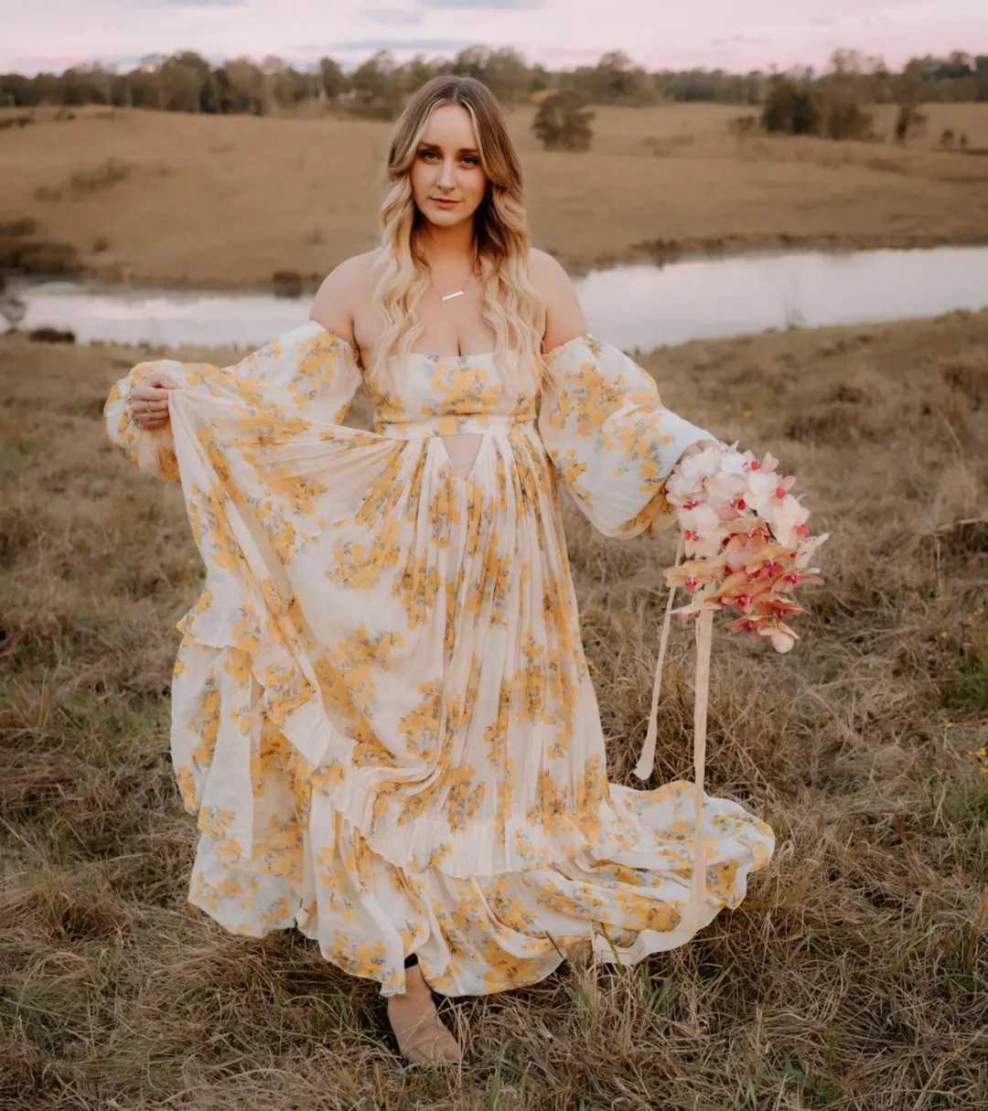 Rooh Collective Poppy Zephyr Maxi Dress Floral Size M/AU 10 for rent on The Volte - main image