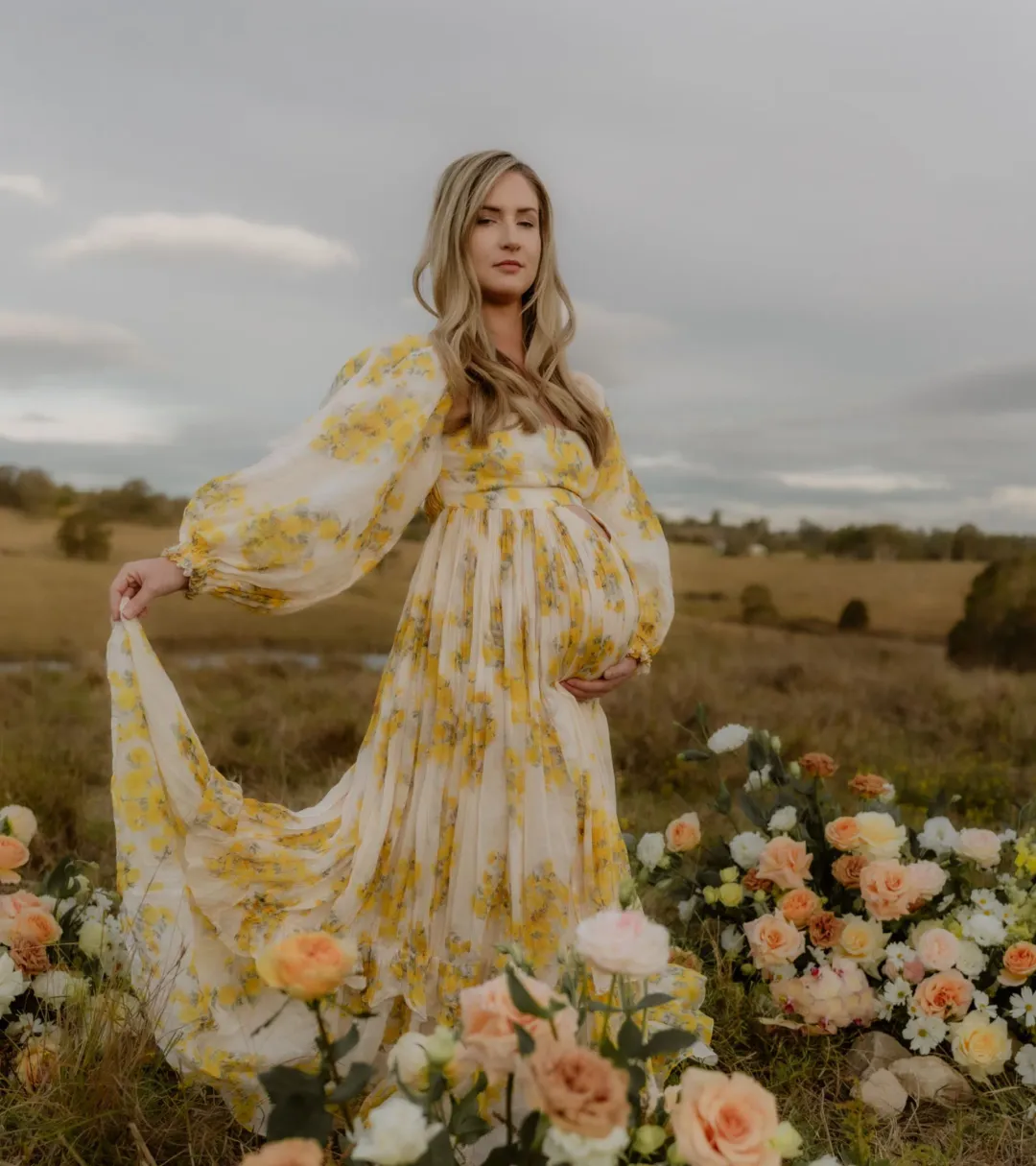 Rooh Collective Poppy Zephyr Maxi Dress Floral Size Large/AU 12 for rent on The Volte - main image