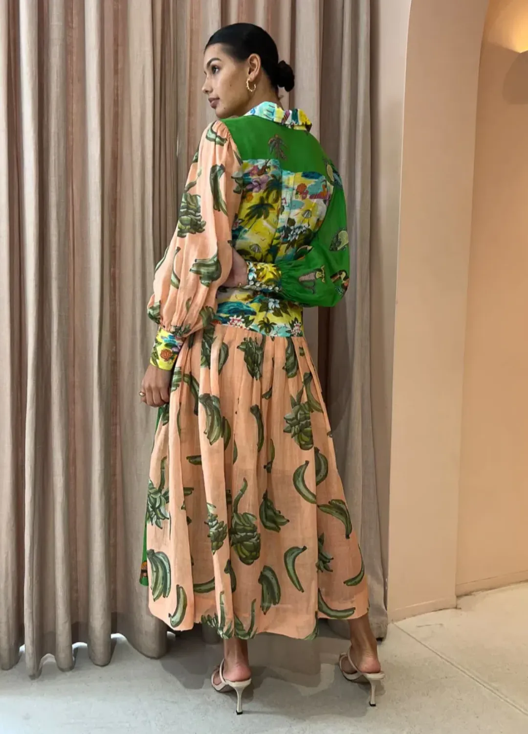 Alemais Holiday Patchwork Shirtdress in Multi Size 14 for rent on The Volte - main image