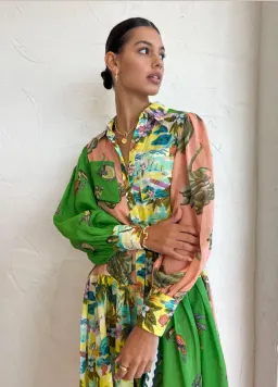 Alemais Holiday Patchwork Shirtdress in Multi Size 14 for rent on The Volte - image 2