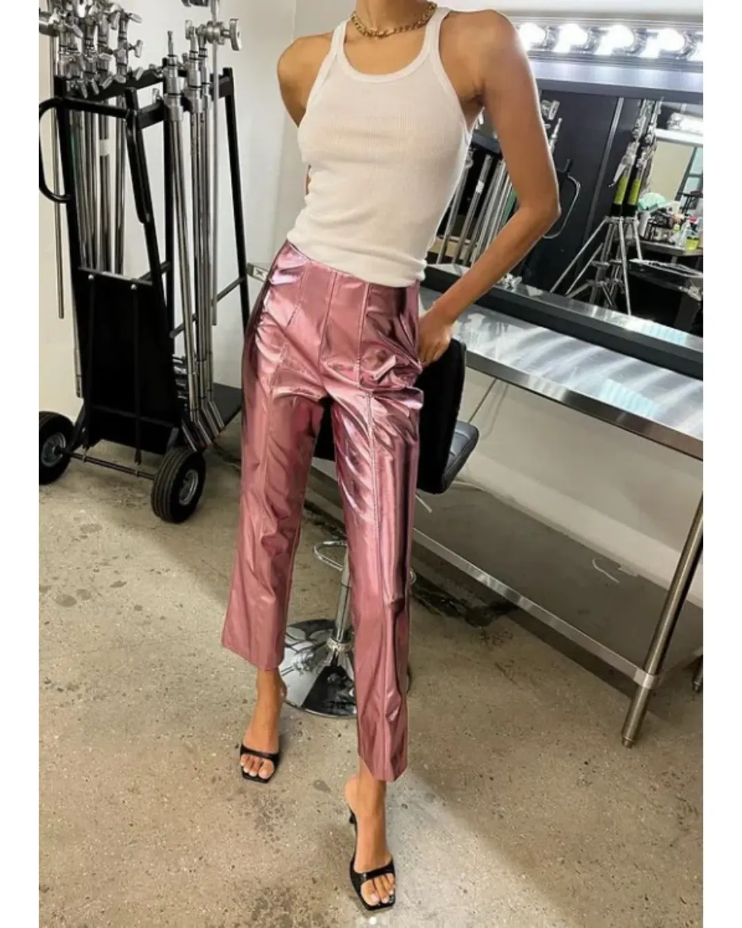 Song of Style Masha Pant Metallic Pink Size AU 8 for rent on The Volte - main image