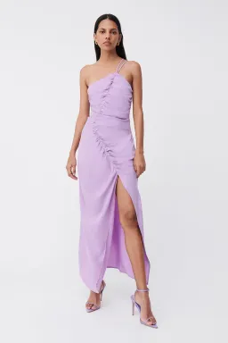 Suboo Andy Asymmetric Ruched Slip Midi Dress Lavender Size XS / Au 6  for rent on The Volte - image 1