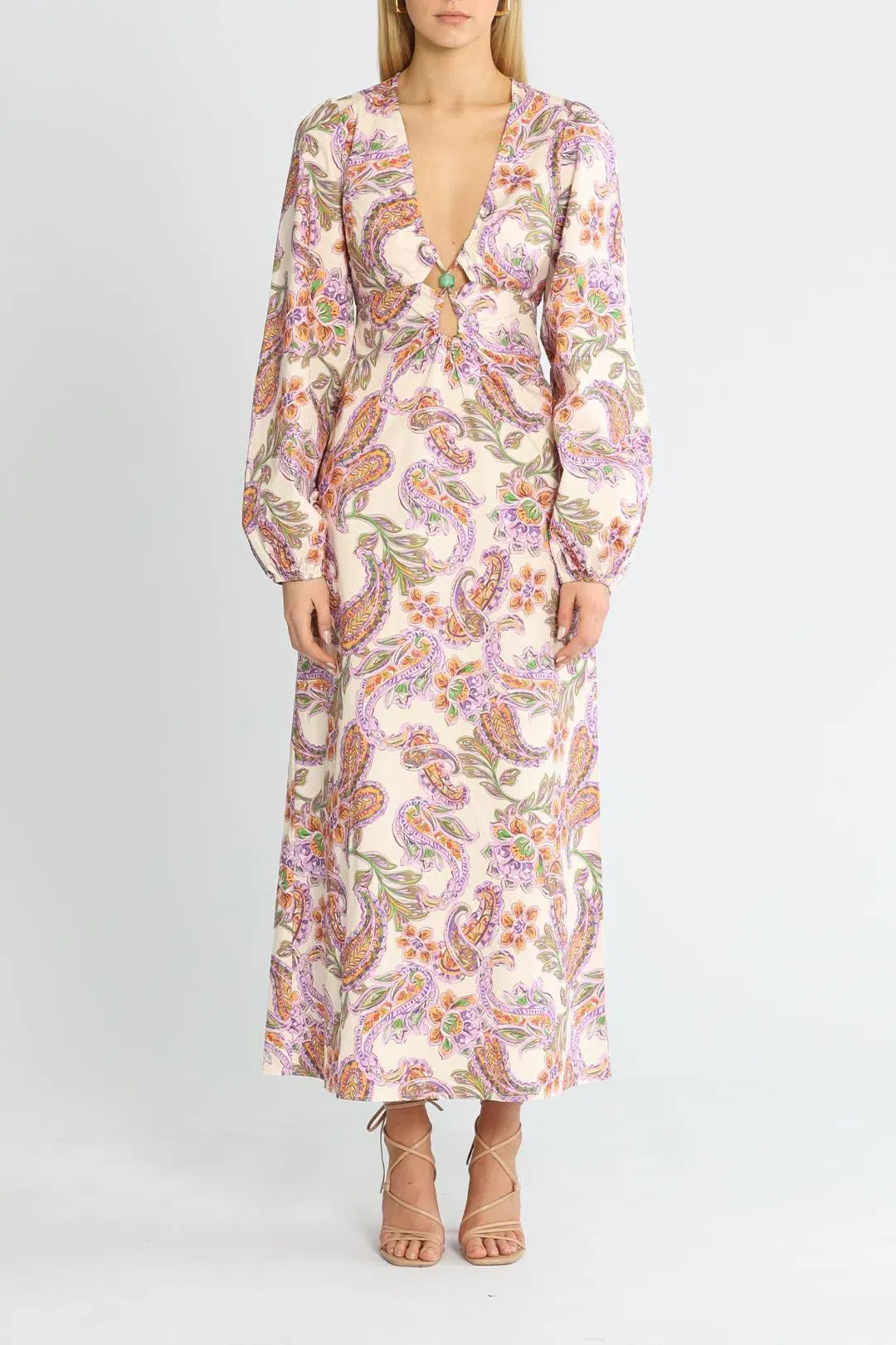 Suboo Sienna Long Sleeve Keyhole Front Maxi Dress Multi Size 14 for rent on The Volte - main image