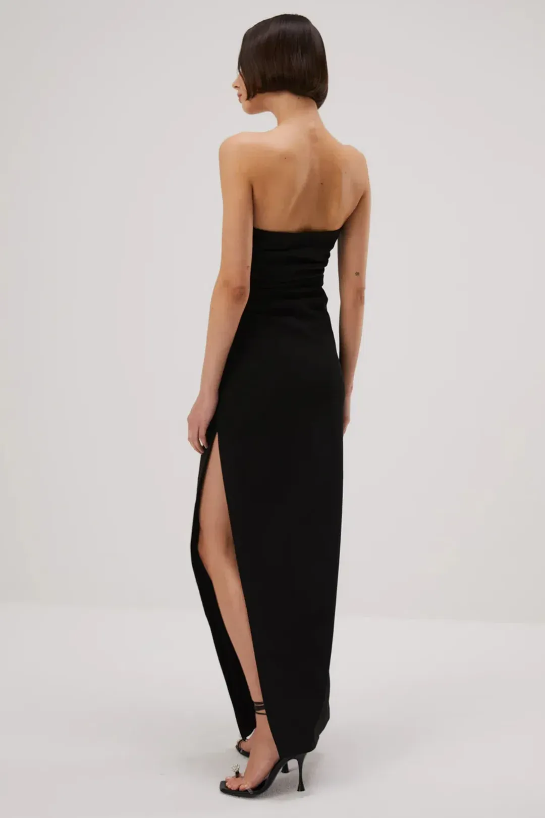 MISHA Blythe Bonded Crepe Gown Black Size 6/XS for rent on The Volte - main image