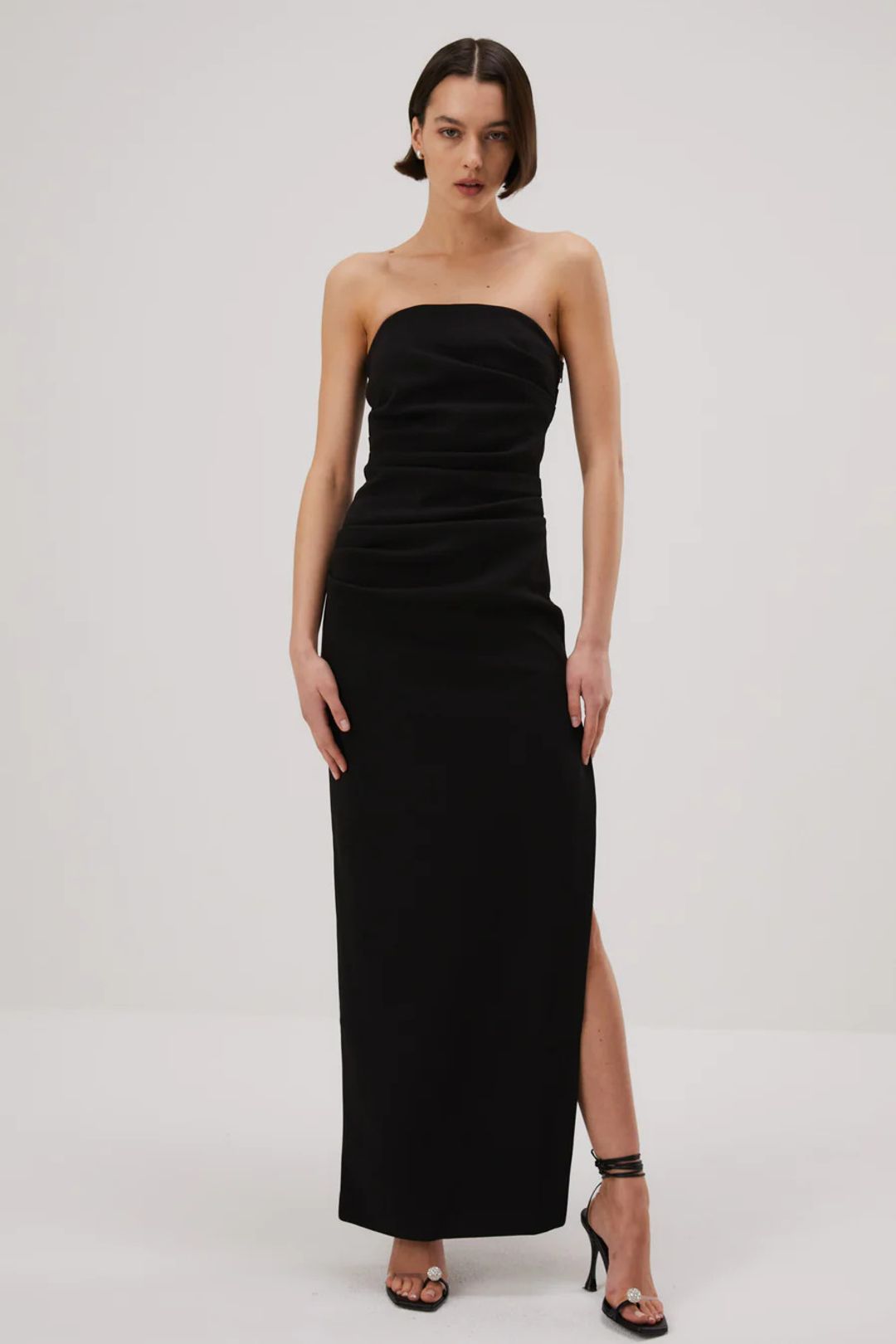 MISHA Blythe Bonded Crepe Gown Black Size 6/XS for rent on The Volte - main image