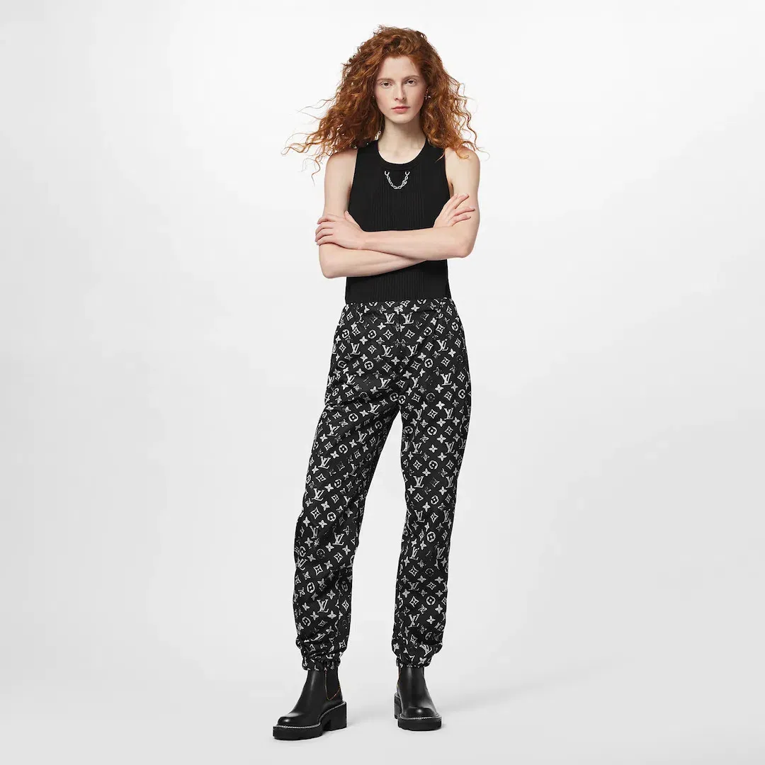 Louis Vuitton Stencil-effect Monogram Jogging Pants Black Size AU 8 for rent on The Volte - main image