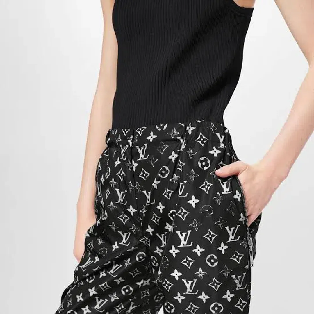 Louis Vuitton Stencil-effect Monogram Jogging Pants Black Size AU 8 for rent on The Volte - main image