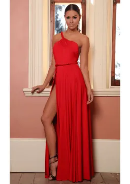 Abyss By Abby Vamp Gown in Red Size 6 for rent on The Volte - image 1