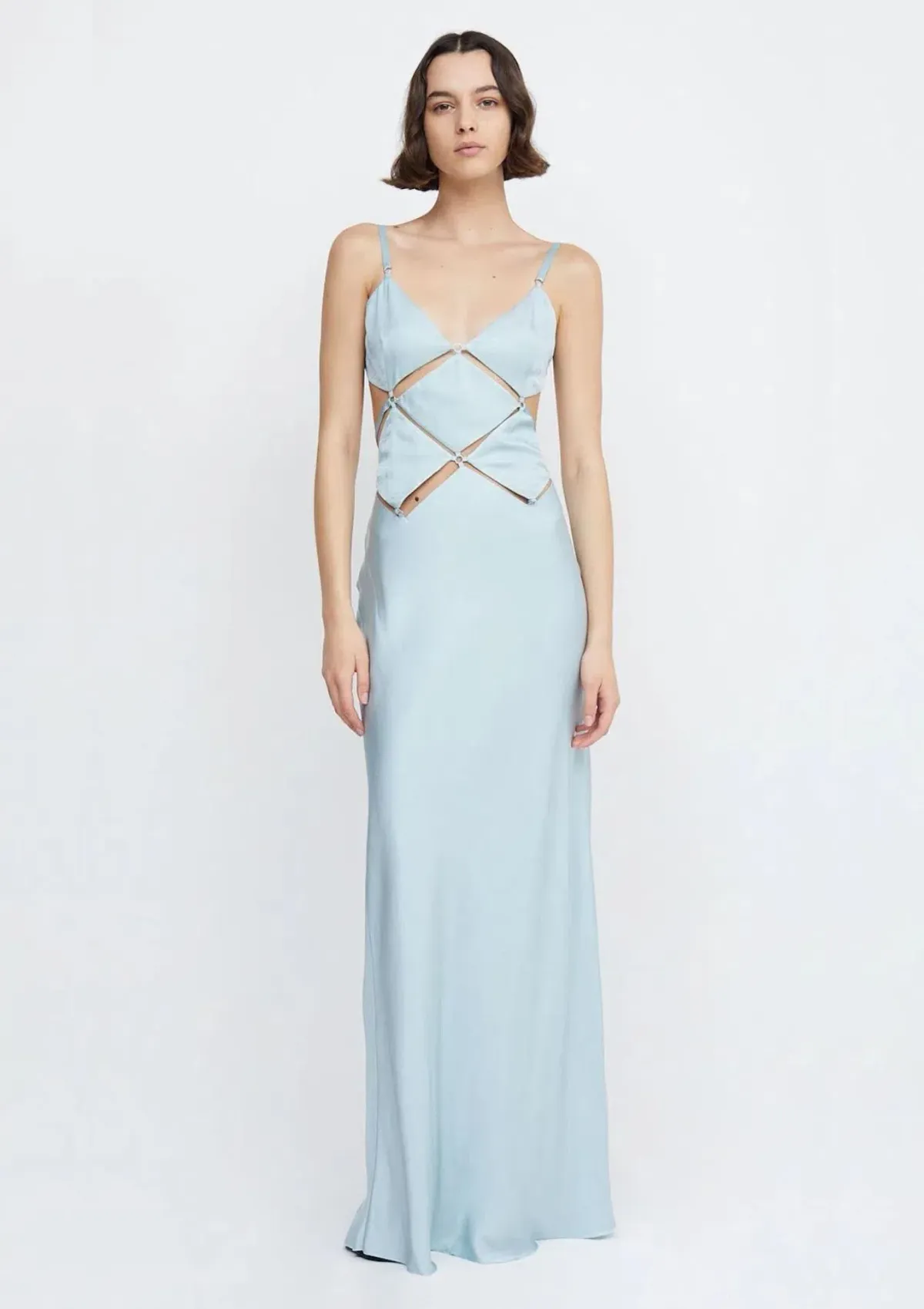 Bec & Bridge Diamond Strap Maxi Dress in Cloud Blue Size 8 for rent on The Volte - main image