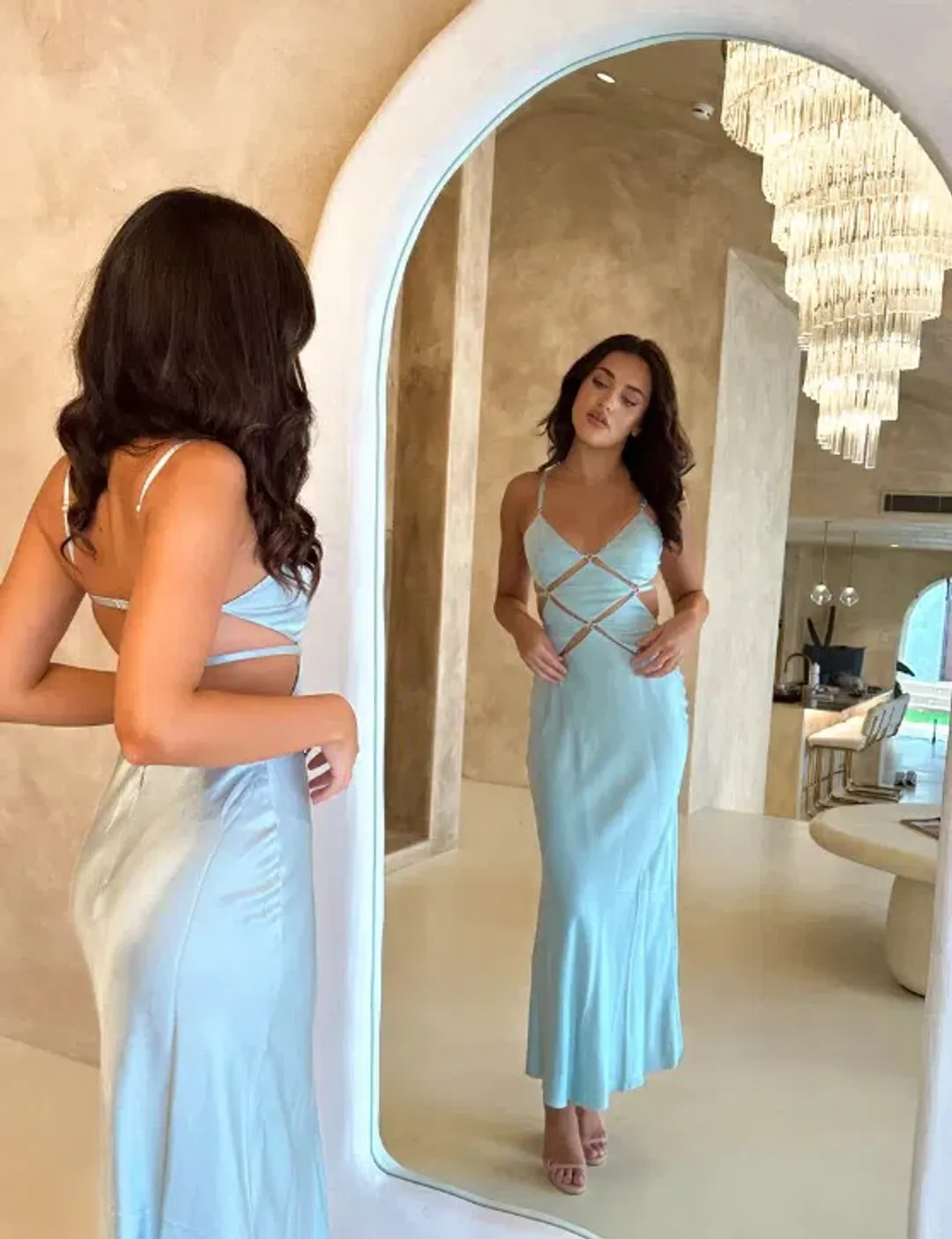 Bec & Bridge Diamond Strap Maxi Dress in Cloud Blue Size 8 for rent on The Volte - main image