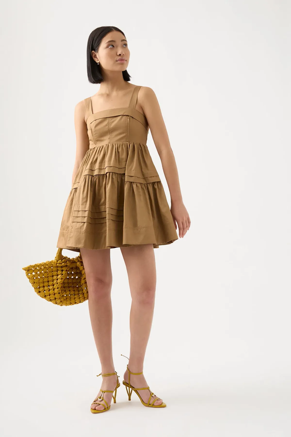 Aje Sight Bow Mini Dress Brown Size 10 for rent on The Volte - main image