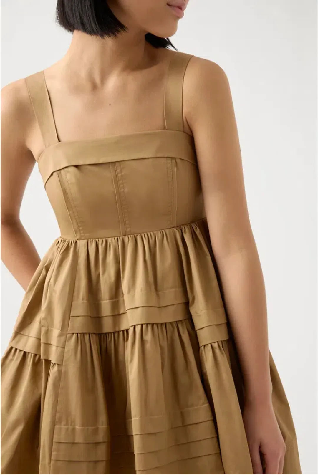 Aje Sight Bow Mini Dress Brown Size 10 for rent on The Volte - main image