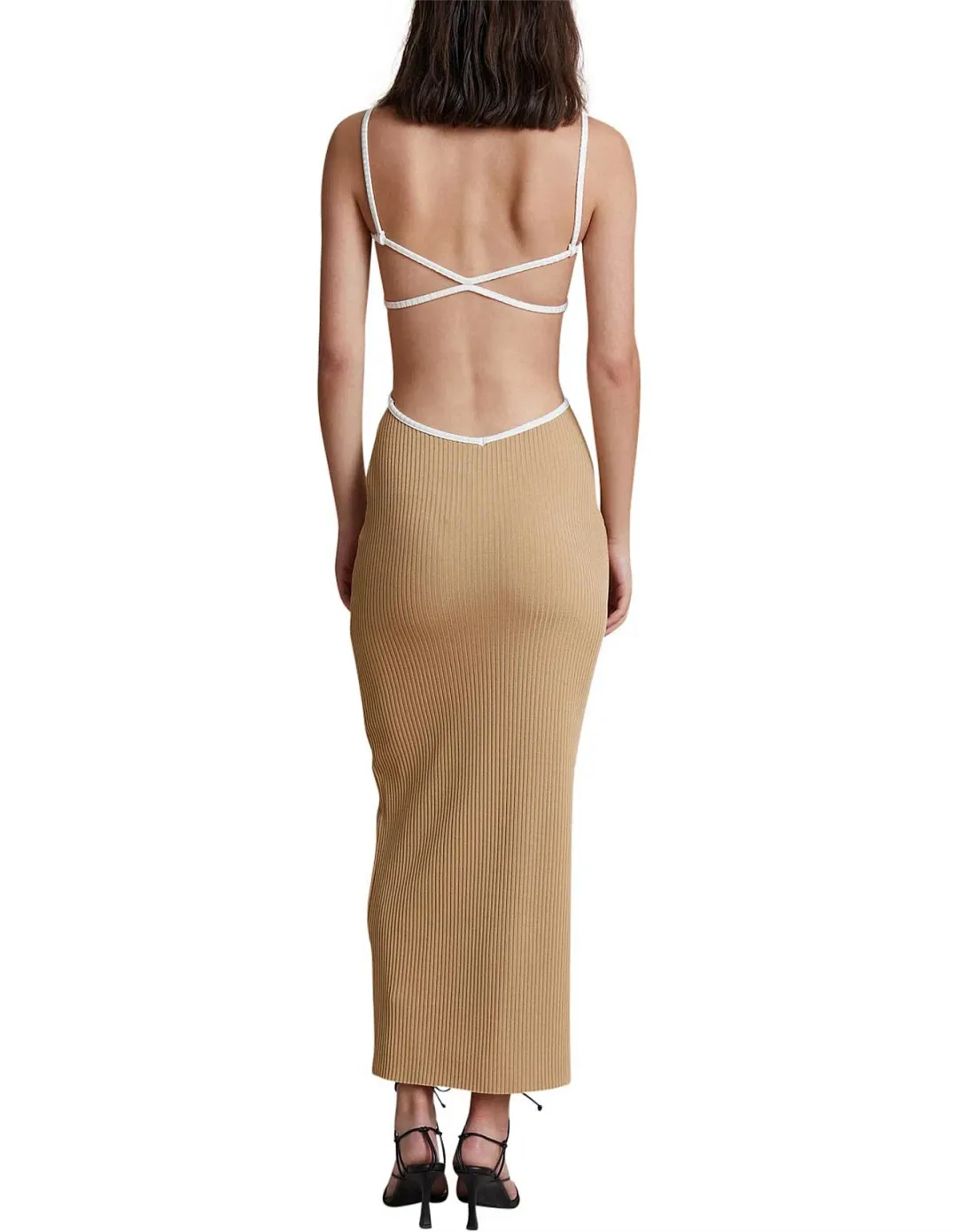 Bec and Bridge Coyote Midi Dress Camel Beige Size 6 for rent on The Volte - main image