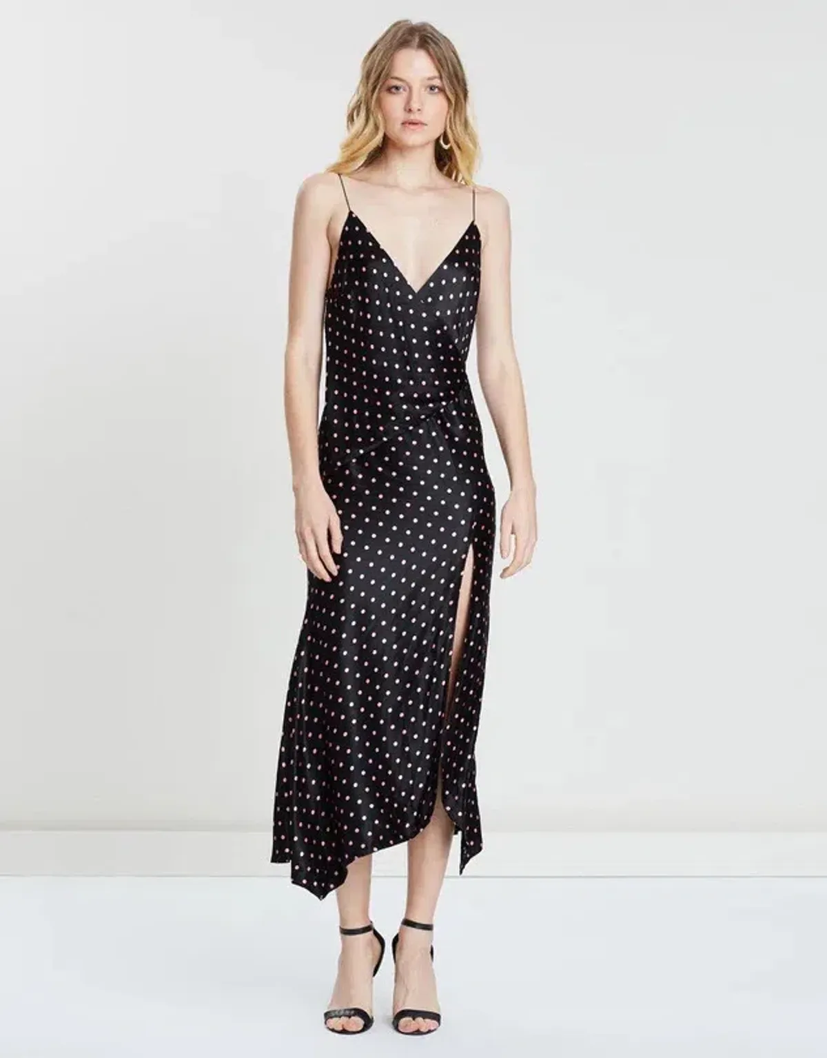 Bec & Bridge Kylie Polka Dot Satin Midi Slip Dress Black AU 6  for rent on The Volte - main image