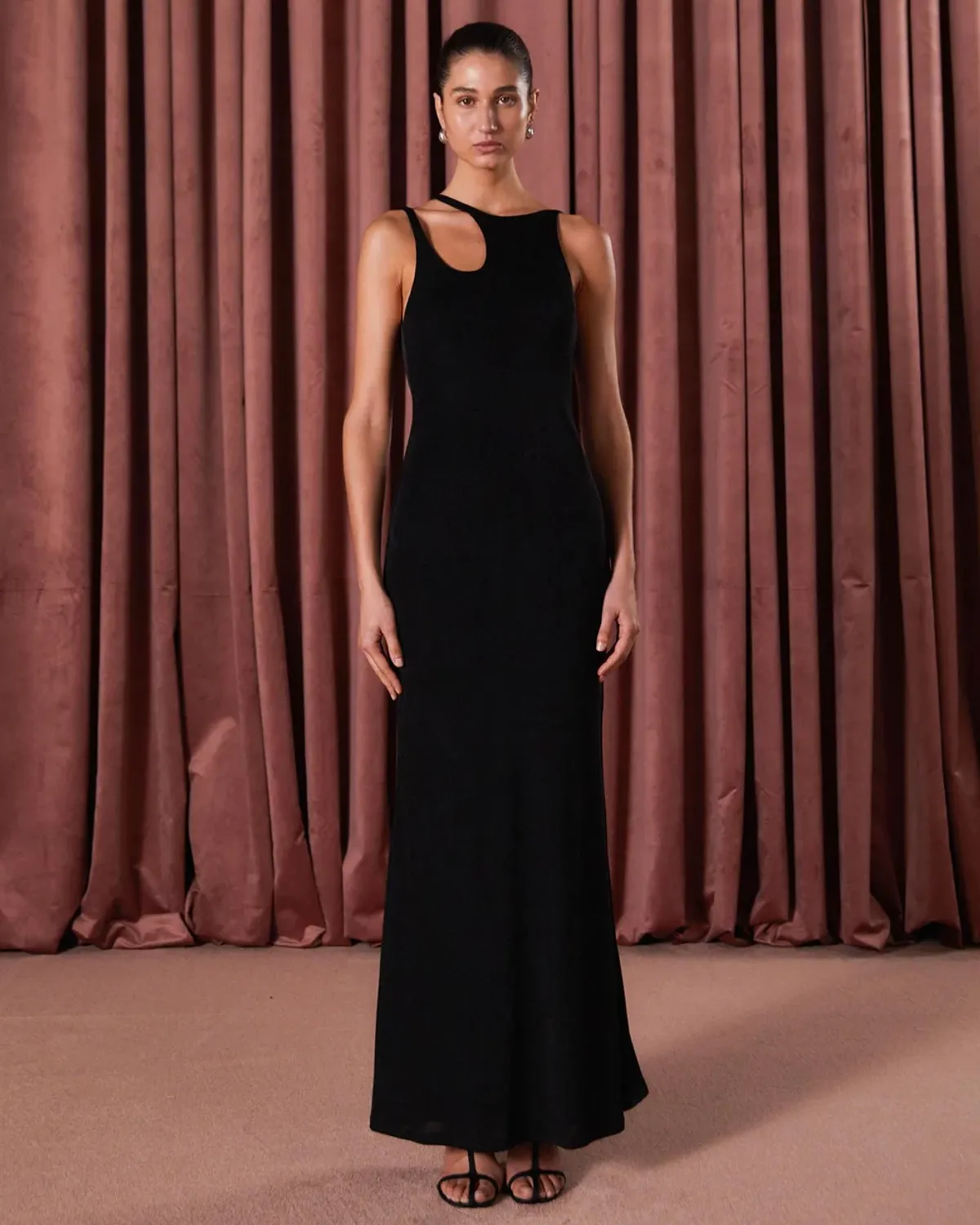 Misha Liliya Slinky Jersey Gown Black Size 10/M for rent on The Volte - main image