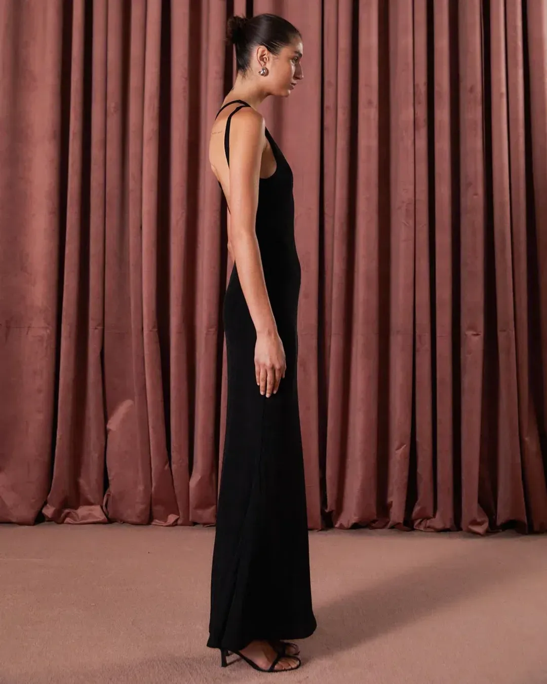 Misha Liliya Slinky Jersey Gown Black Size 10/M for rent on The Volte - main image