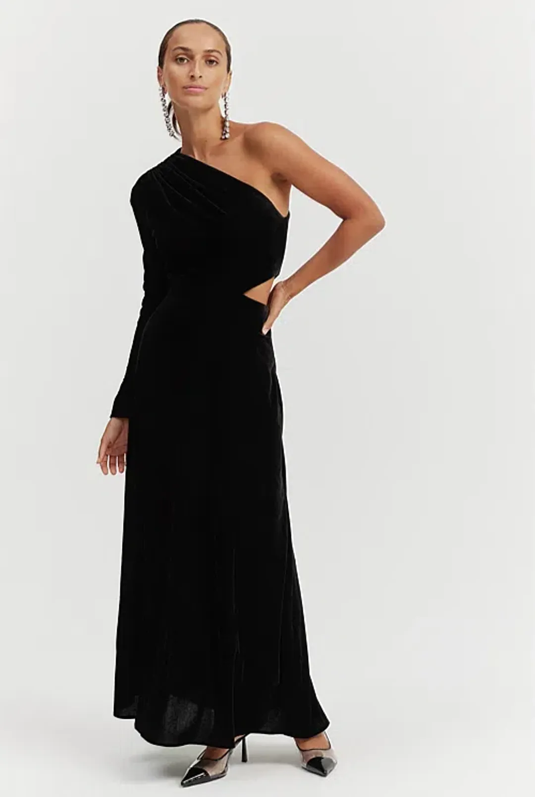 Country Road Velvet Column Dress Black Size AU 16 for rent on The Volte - main image