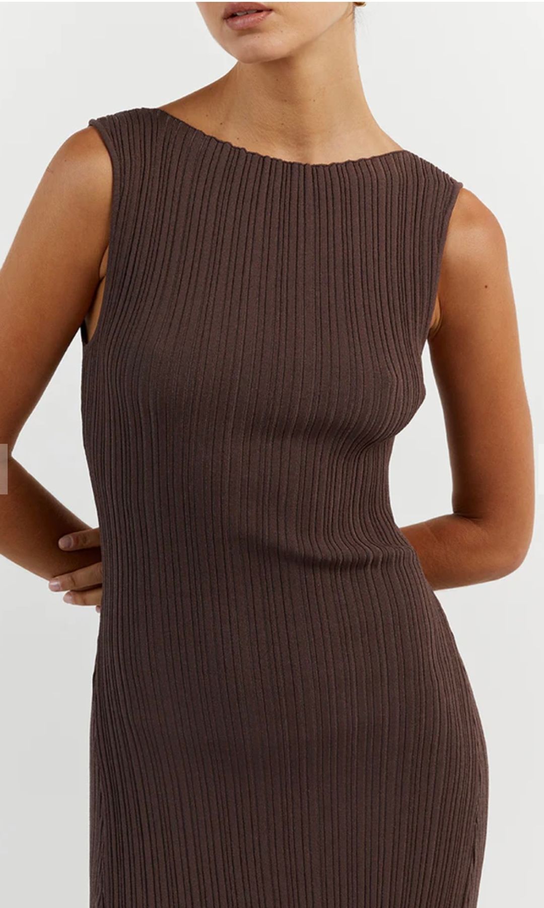 Dissh Ivy Coffee Sleeveless Midi Dress Brown Size S / AU 8 for rent on The Volte - main image