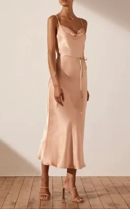 Shona Joy La Lune Bias Cowl Midi Dress Desert Rose Size 10 / M for rent on The Volte - image 2