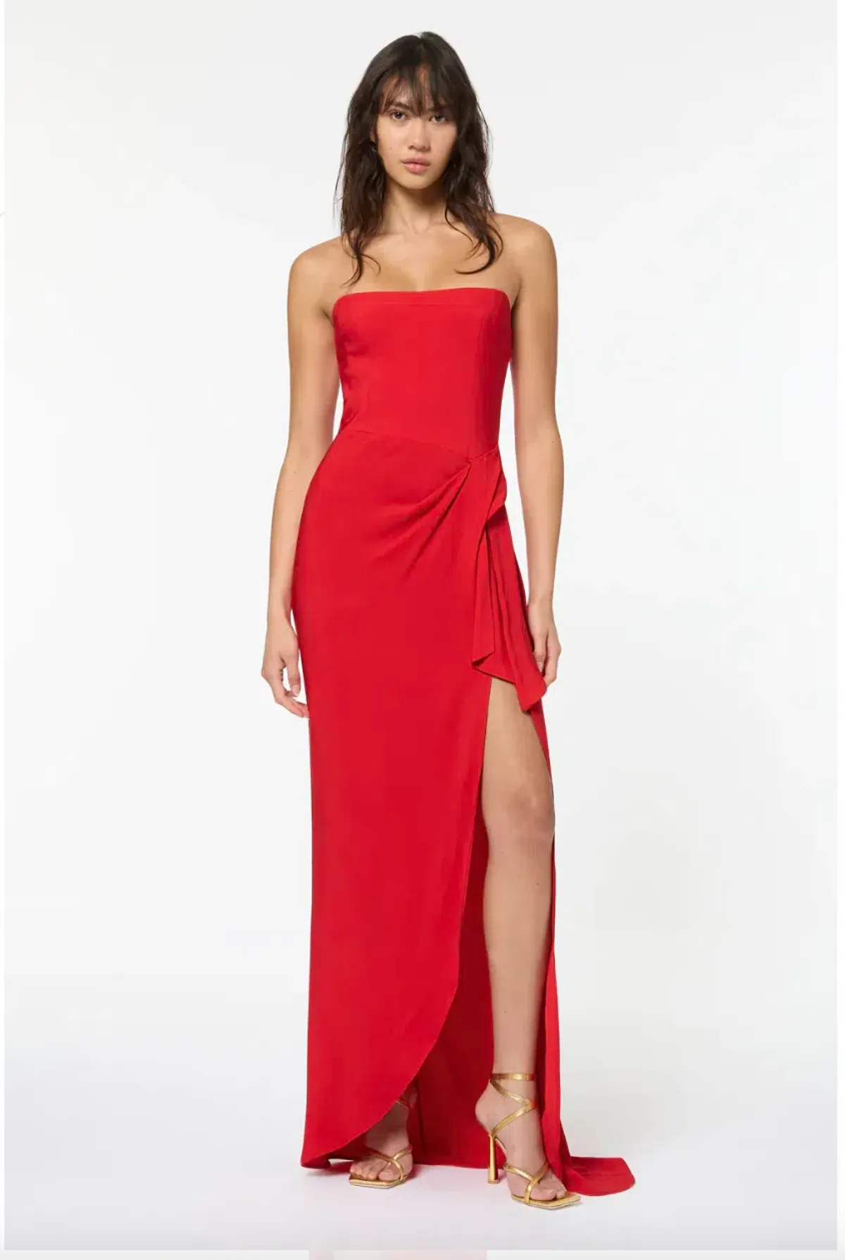 Manning Cartell Asymmetrical Games Strapless Gown Scarlet Size 8 / S for rent on The Volte - main image