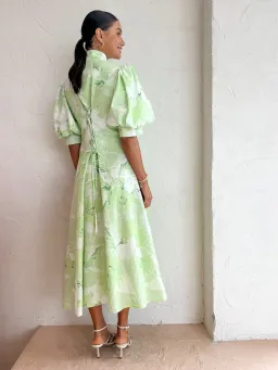 Leo Lin Anneke Drawstring Midi Dress Green Size 12 for rent on The Volte - image 2