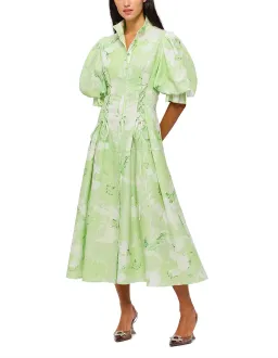 Leo Lin Anneke Drawstring Midi Dress Green Size 12 for rent on The Volte - image 3