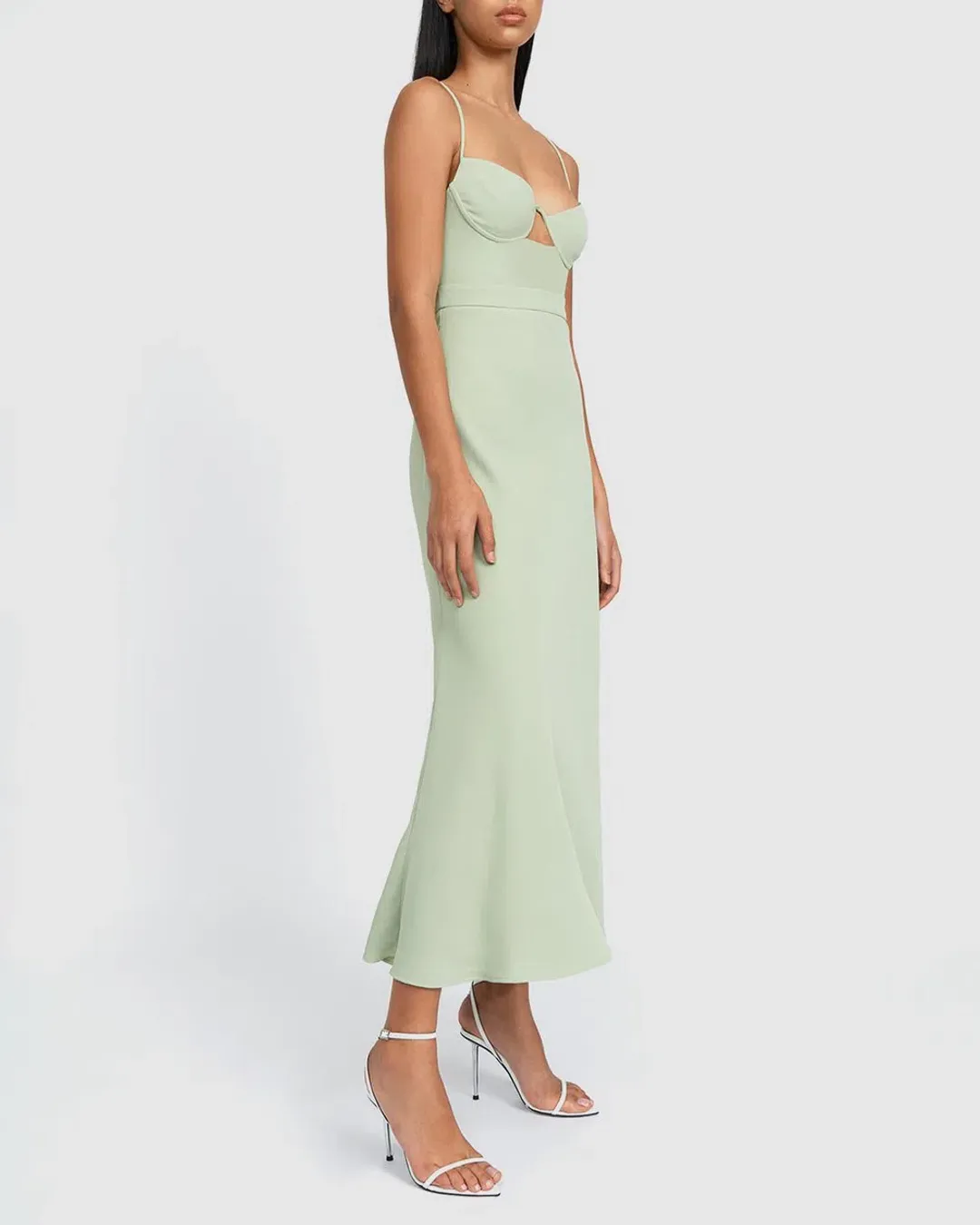 By Johnny Callia Wire Midi Dress Artichoke Green Size AU 14 for rent on The Volte - main image