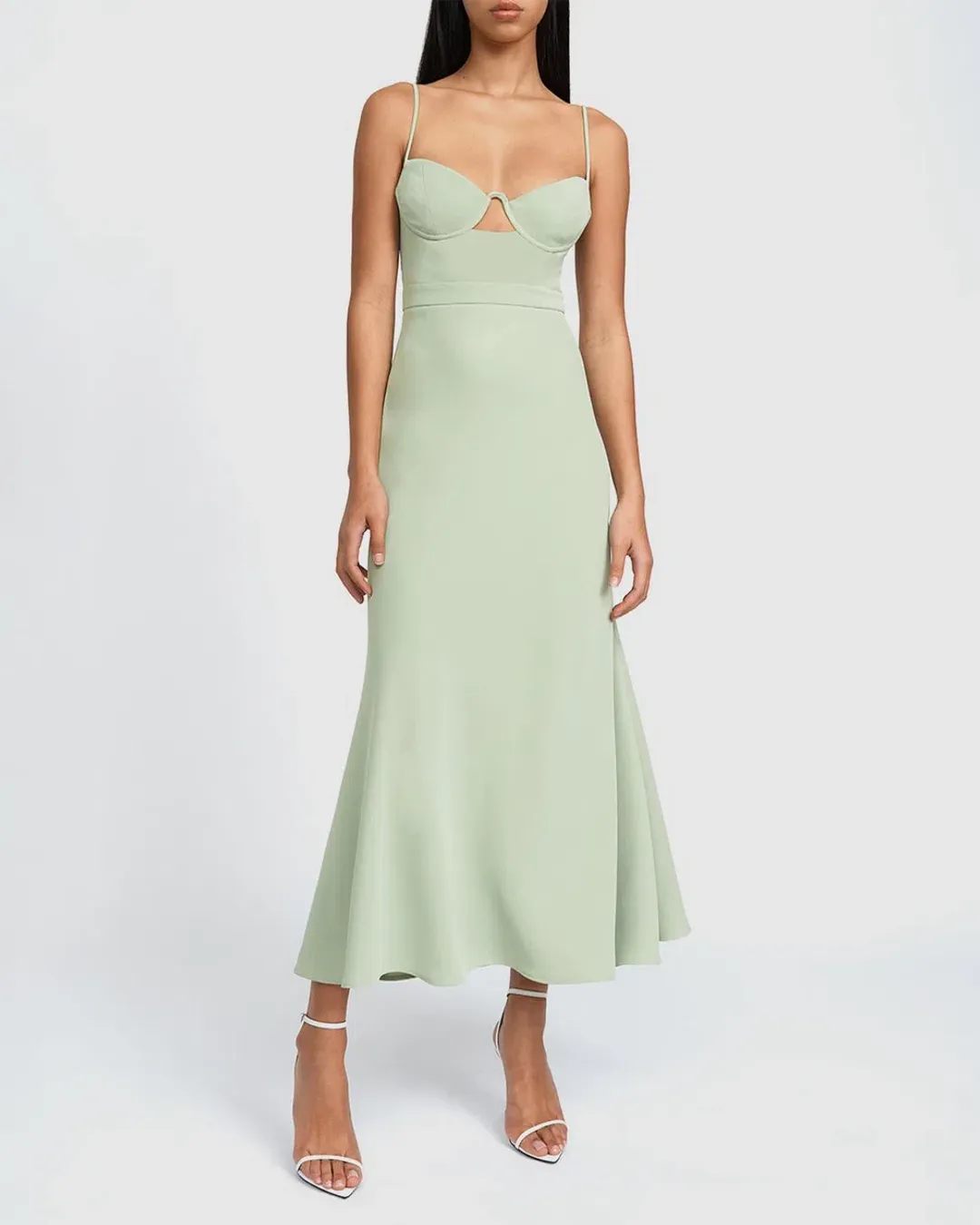 By Johnny Callia Wire Midi Dress Artichoke Green Size AU 14 for rent on The Volte - main image