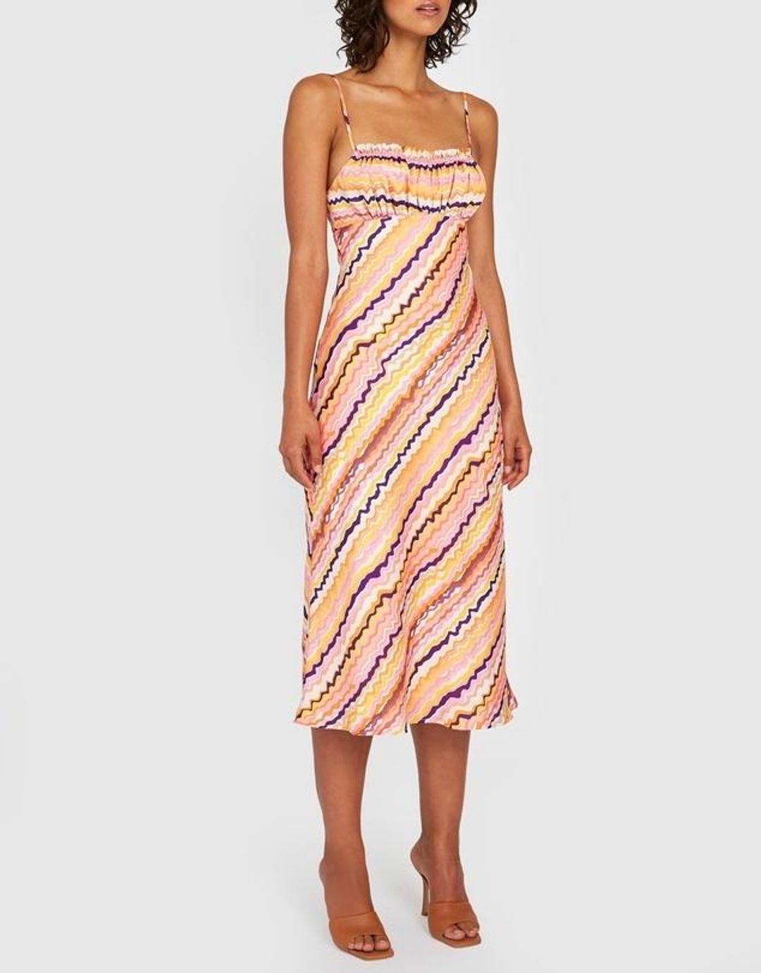 By Johnny Elle Bias Midi Dress Rainbow Drip Print Size 6 for rent on The Volte - main image