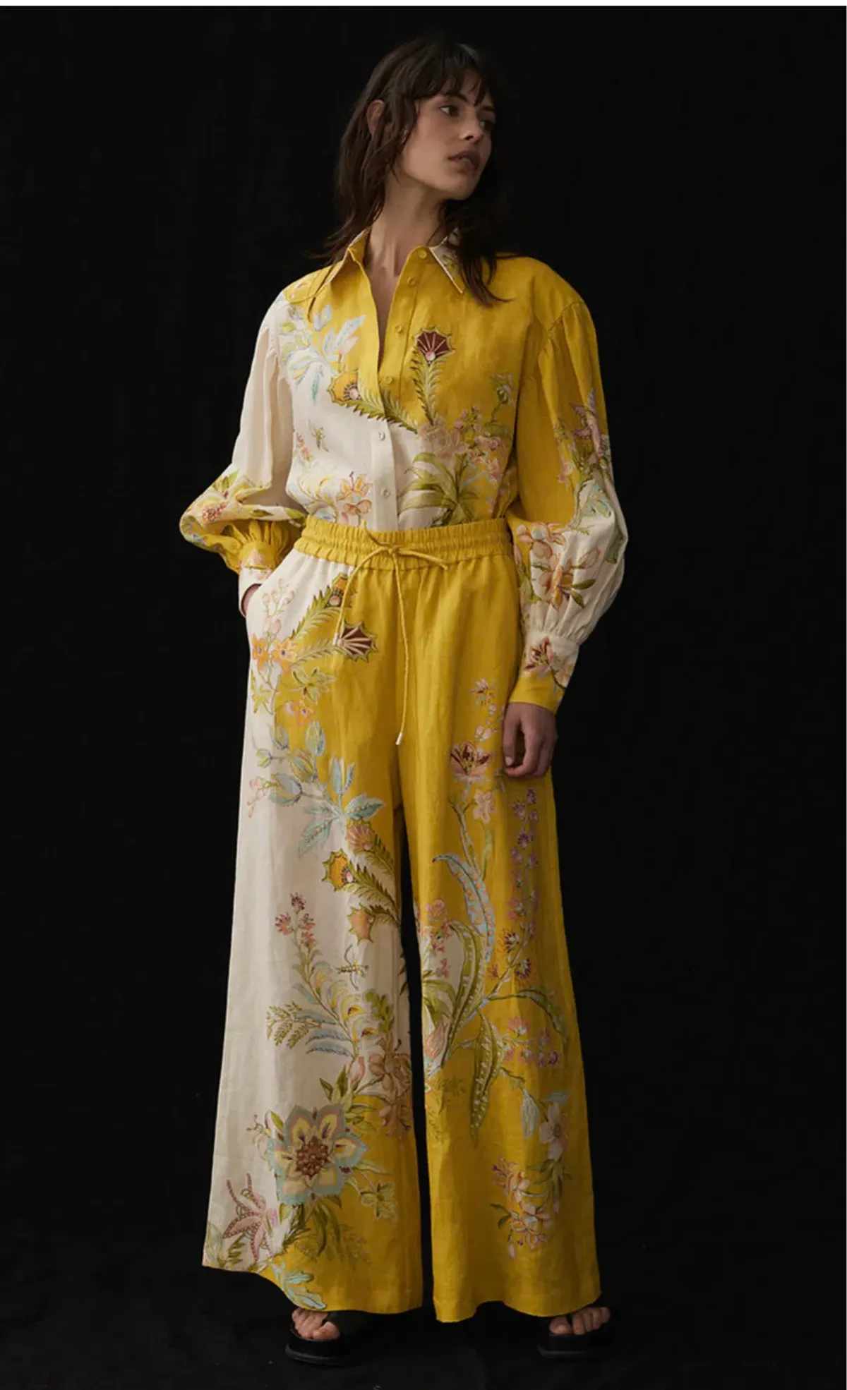 Alemais Ira Linen Shirt and Pant Set Print Size 10  for rent on The Volte - main image