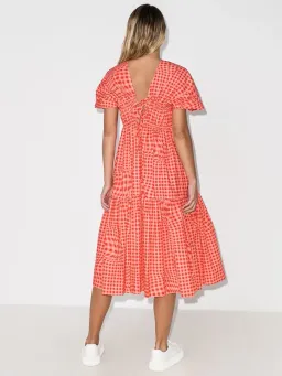 Molly Goddard Browns 50 Bo Brigham Gingham-print Midi Dress Red Size 8 for rent on The Volte - image 2
