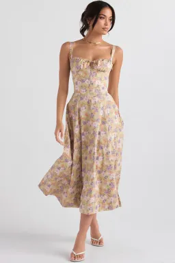 House of CB Carmen Peony Print Bustier Sundress Size XS/AU 6 for rent on The Volte - image 1