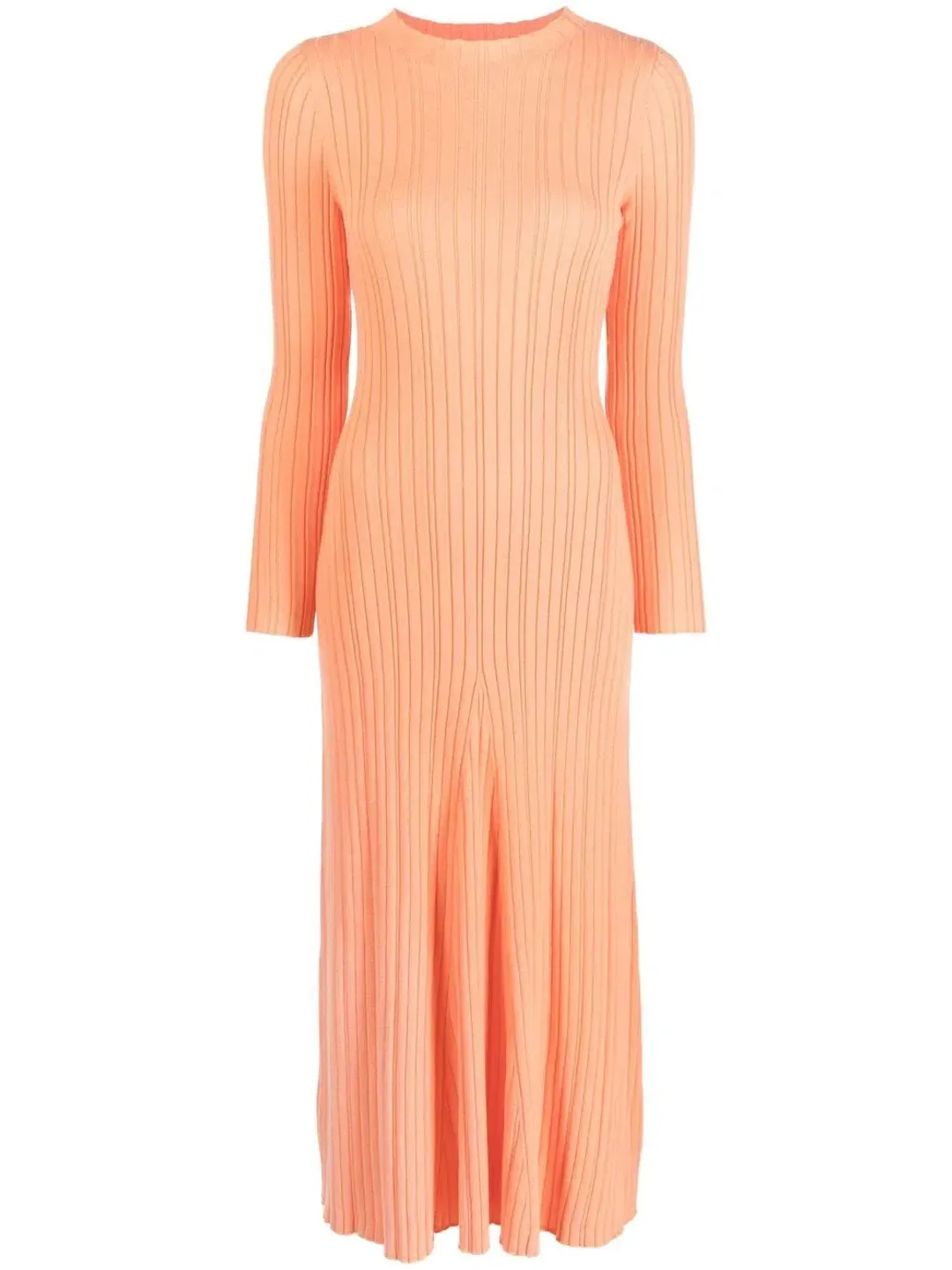 Anna Quan Long Sleeve Ribbed Knit Midi Dress Orange  Size AU 10 for rent on The Volte - main image
