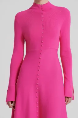 Scanlan Theodore Crepe Knit Button Polo Dress Fuchsia Size AU 8 for rent on The Volte - image 4