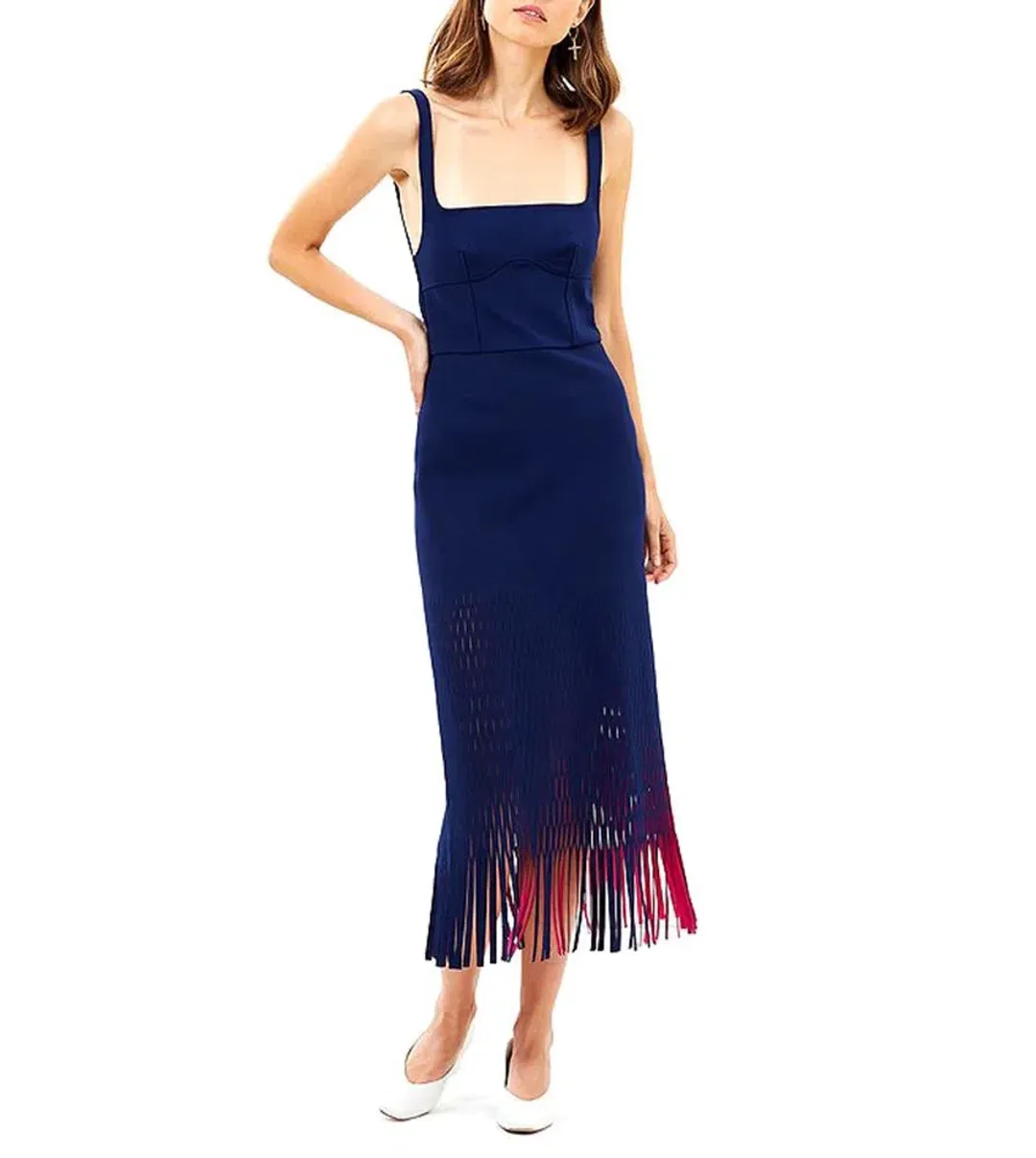 Dion Lee Bustier Perf Midi Dress Navy Size 6 for rent on The Volte - main image