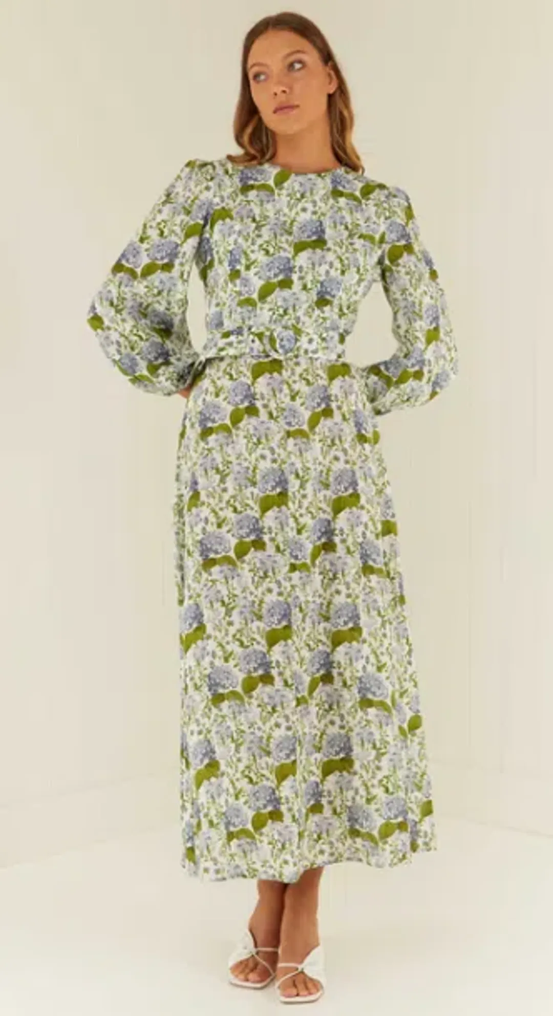 Palm Noosa Melrose Dress Blue Blooms Floral Size 12  for rent on The Volte - main image