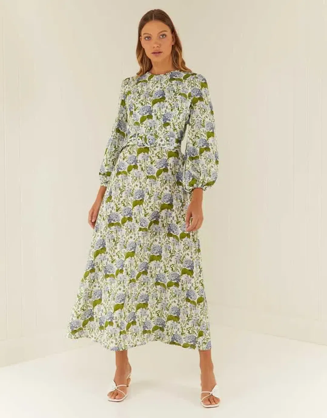 Palm Noosa Melrose Dress Blue Blooms Floral Size 12  for rent on The Volte - main image