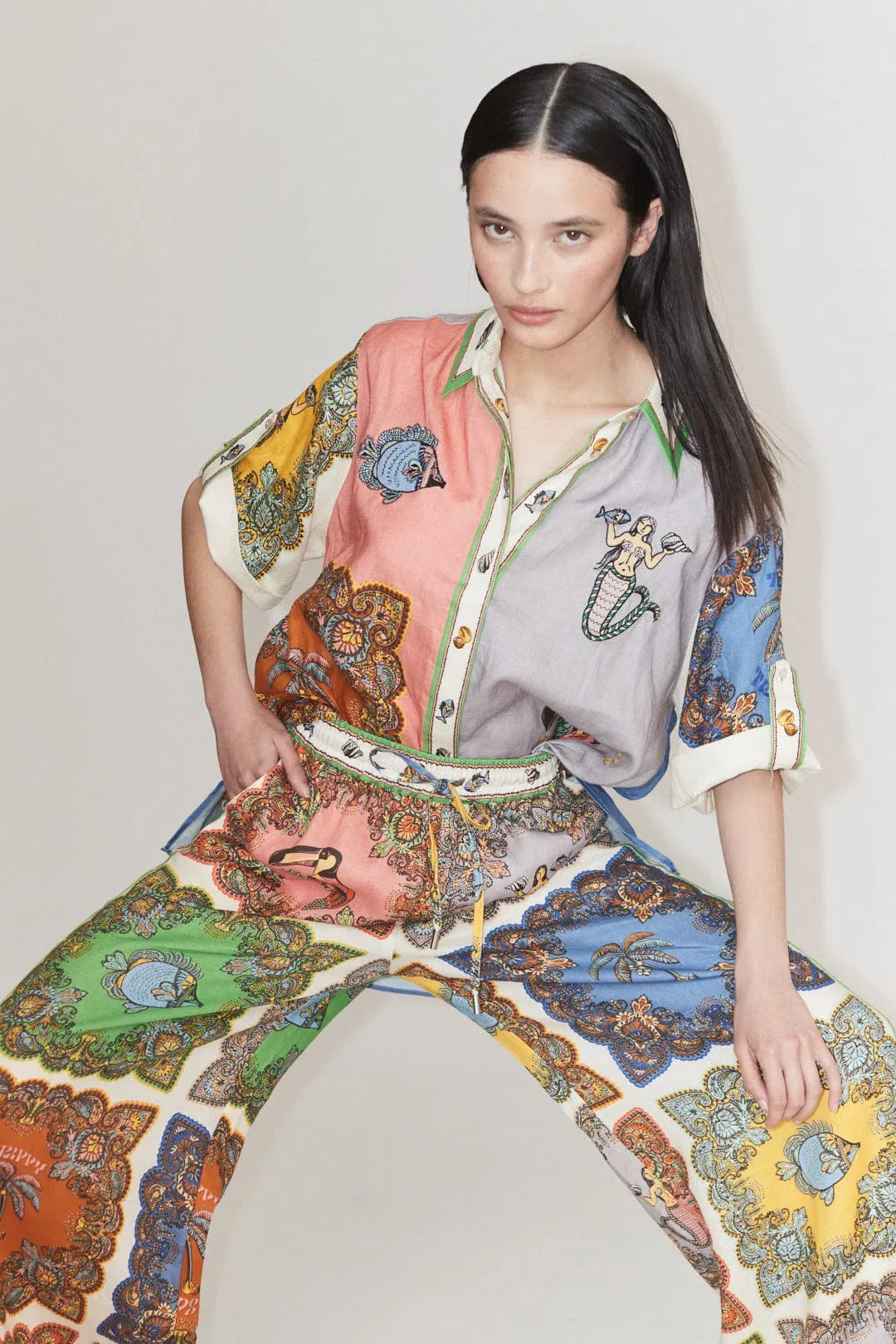 Alemais Trippy Troppo Shirt and Pant Two Piece Set Multi Print Size 10 for rent on The Volte - main image