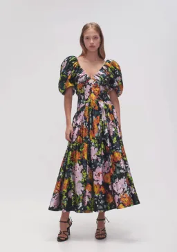 Aje Gabrielle Plunge Midi Dress Midnight Floral Size 14 / XL for rent on The Volte - image 1