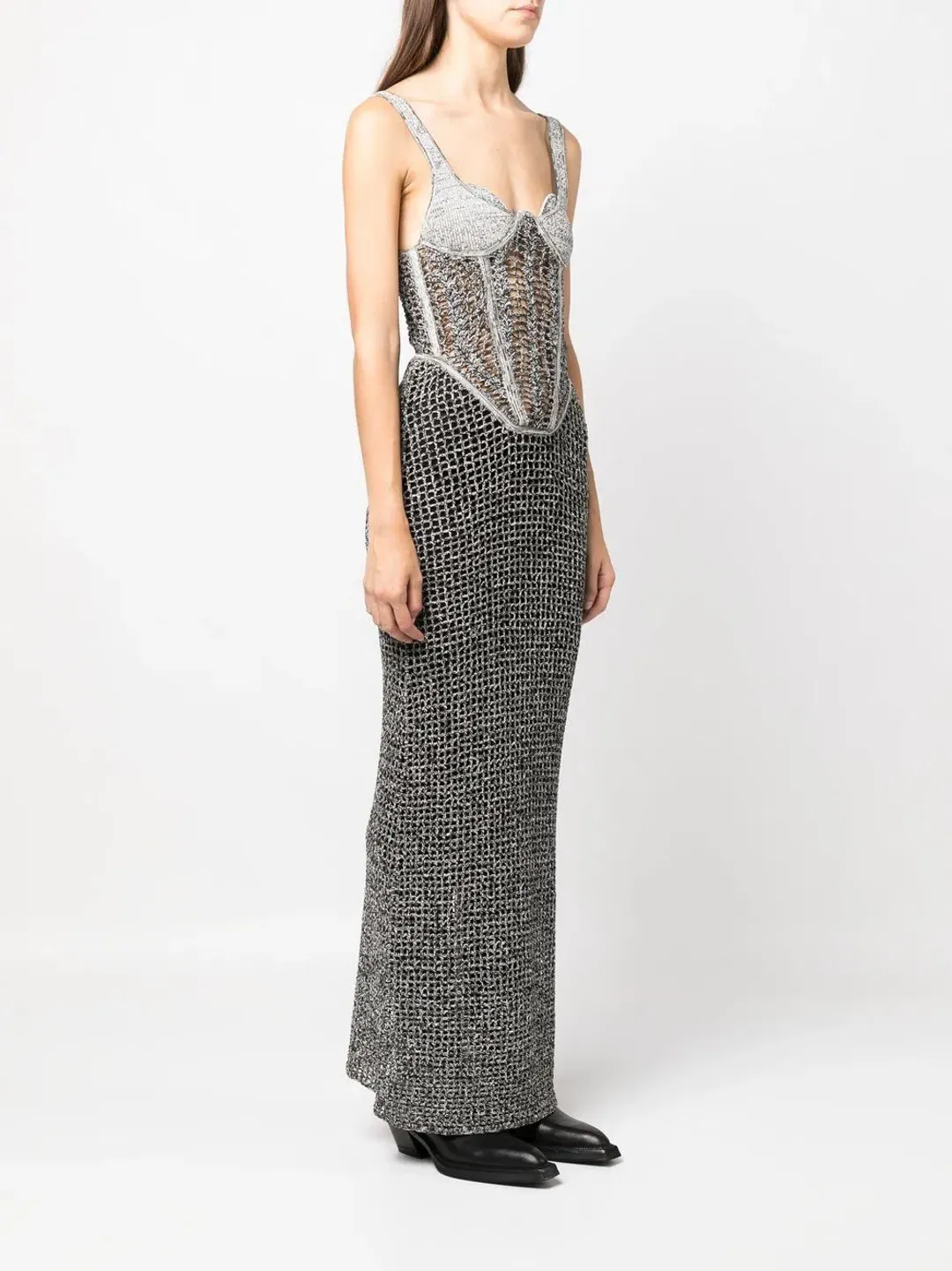 Dion Lee Marled Double Cup Corset Dress in Black Marle Size S / Au 8 for rent on The Volte - main image