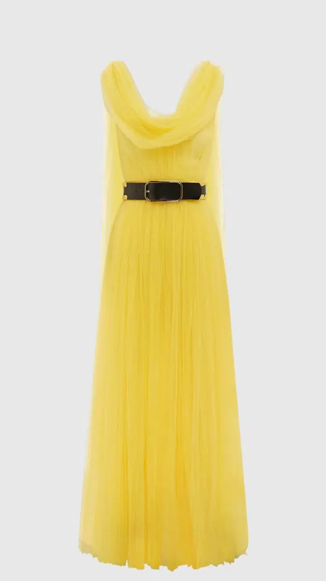 Leo Lin Juno Draped Floor Length Dress Yellow Size AU 12 for rent on The Volte - main image