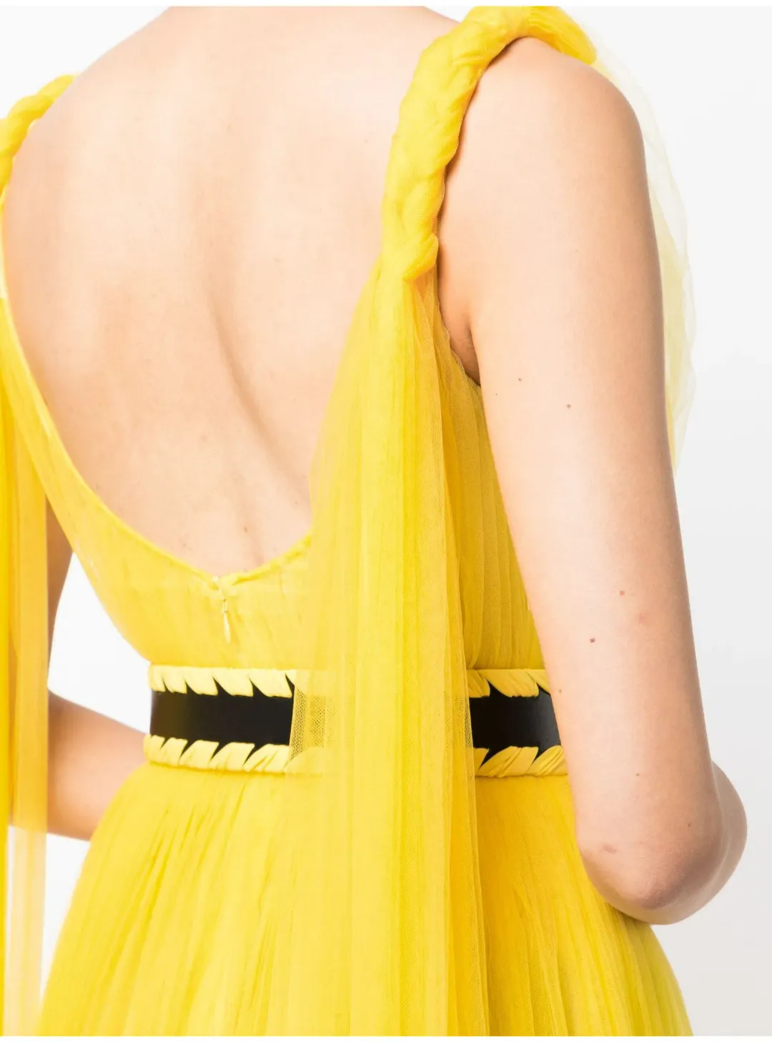 Leo Lin Juno Draped Floor Length Dress Yellow Size AU 12 for rent on The Volte - main image