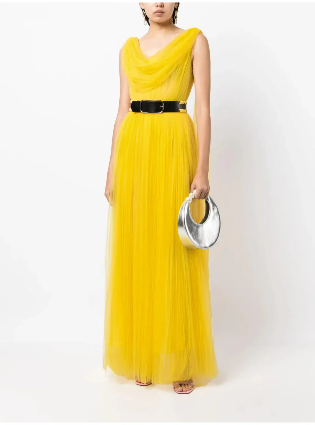 Leo Lin Juno Draped Floor Length Dress Yellow Size AU 12 for rent on The Volte - main image