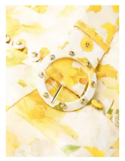 Zimmermann Wonderland Belted Floral-Print Linen Mini Dress in Yellow Size 1/Au 10  for rent on The Volte - image 5