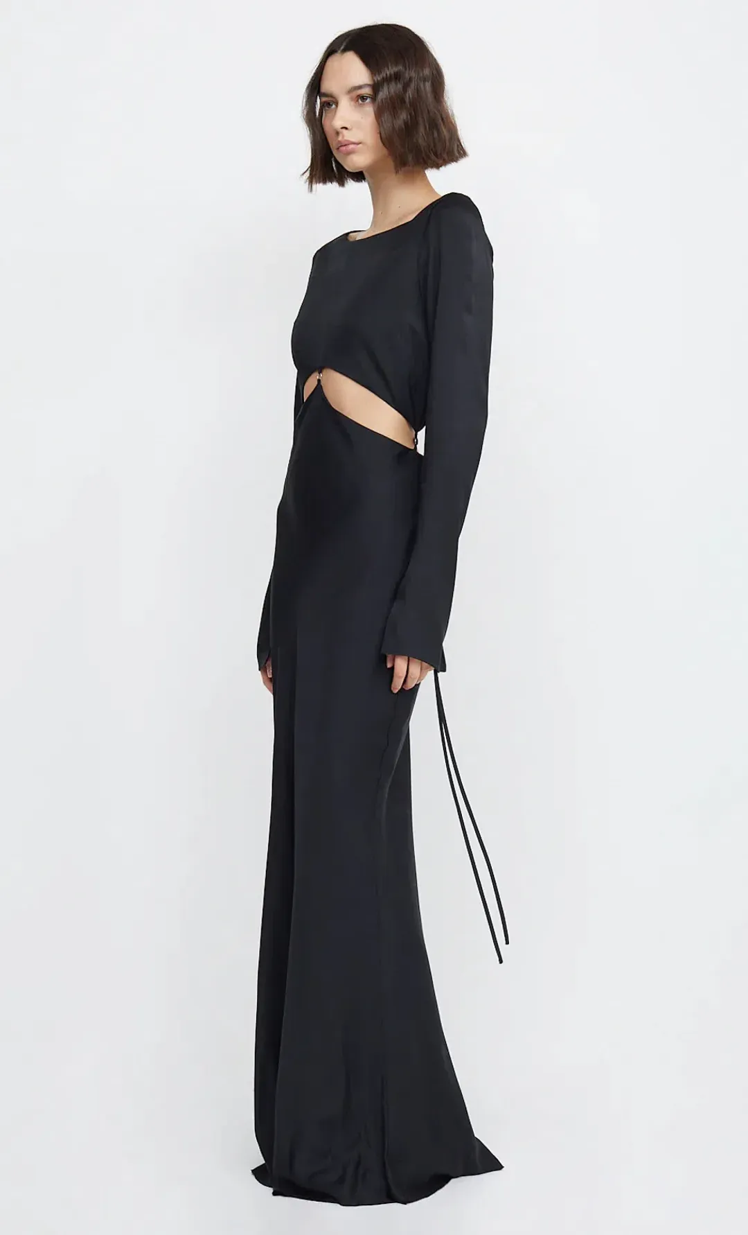 Bec & Bridge Diamond Days Long Sleeve Cut Out Maxi Dress Black Size AU 8 for rent on The Volte - main image