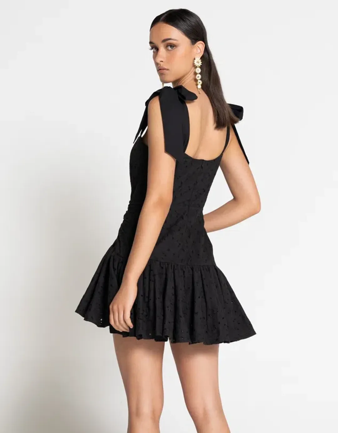 Sofia The Label Daisy Lace Mini Dress Black Size AU 8 for rent on The Volte - main image