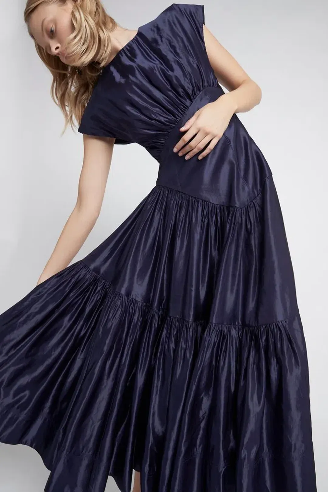 Aje Serendipity Reflection Midi Dress Midnight Navy Size AU 14 for rent on The Volte - main image