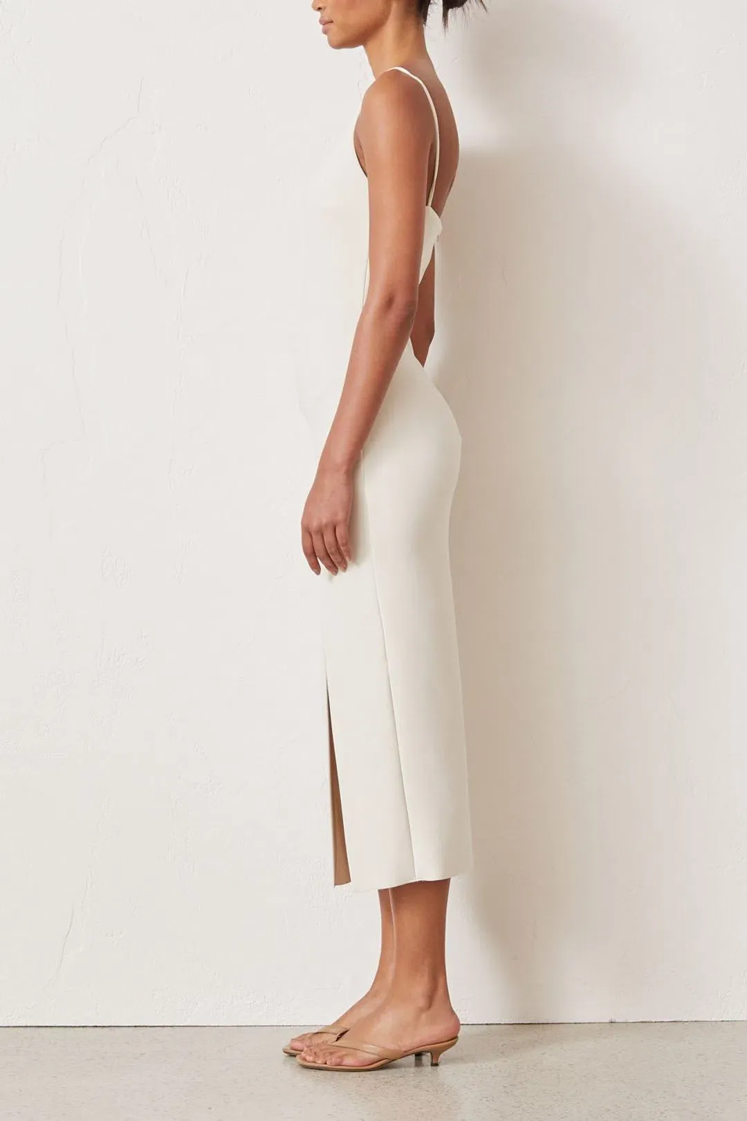 Bec & Bridge Dominique Asymmetric Midi Dress Cream Size AU 10 for rent on The Volte - main image