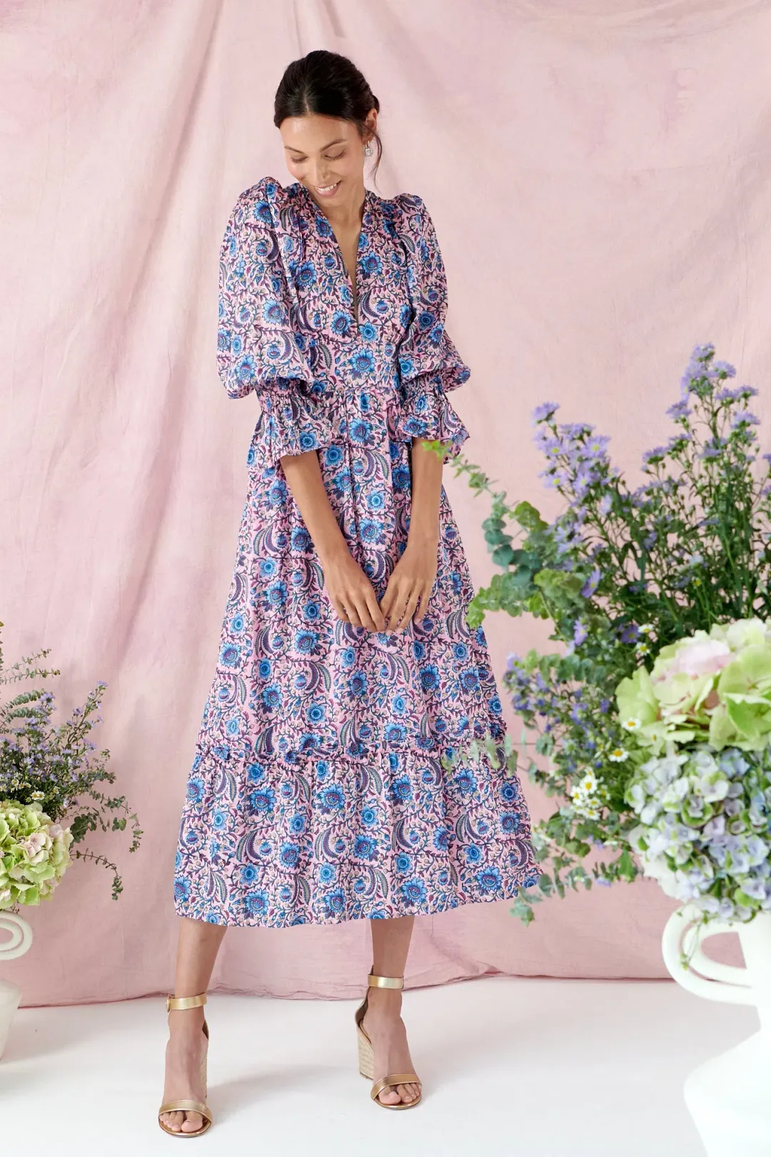 Neve & Noor Sophia Dress in Orchid Chintz Size 6 for rent on The Volte - main image