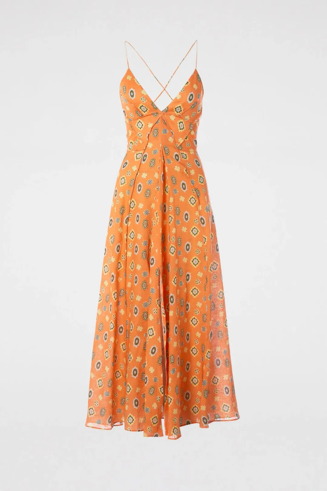 Scanlan Theodore Linen Foulard Strappy Dress Tangerine Size XS/AU 6  for rent on The Volte - main image